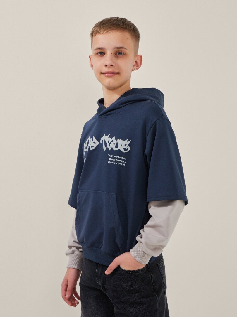 Худі з принтом для хлопчика LAWA P-BB02336 146 см Графіт, світло-сірий shop (2000999567711)  Фото №1