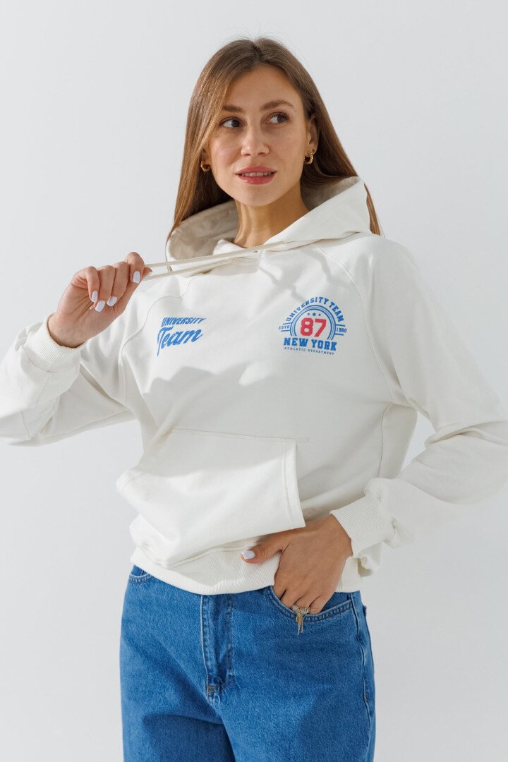 Худі з принтом жіночий LAWA P-WB02377 XS Молочний shop (2000991050549)  Фото №3