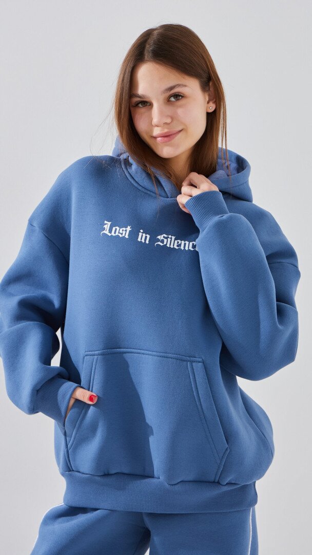 Худі з принтом жіночий LAWA P-WT02305 M Сіро-синій shop (2000999384189)