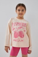 Лонгслів з принтом для дівчинки LAWA P-GB02315 122 см Персиковий shop (2000991055278)