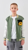 Бомбер однотонний для хлопчика LAWA BBC02336 146 см Хакі-молочний shop (2000999383274)