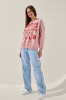 Cвітшот з принтом жіночий LAWA P-WB02383 M Пудровий shop (2000999166075)  Фото №1