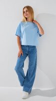 Футболка однотонна для дівчинки LAWA GBC02337 134 см Блакитний shop (2888000010759)  Фото №1