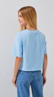 Футболка однотонна для дівчинки LAWA GBC02337 134 см Блакитний shop (2888000010759)  Фото №3