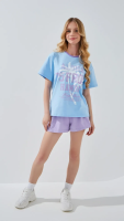 Футболка з принтом для дiвчинки LAWA P-GB02321 134 см Блакитний shop (2000999291593)  Фото №0
