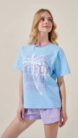 Футболка з принтом для дiвчинки LAWA P-GB02321 158 см Блакитний shop (2000999215131)