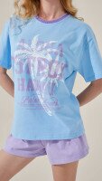 Футболка з принтом для дiвчинки LAWA P-GB02321 158 см Блакитний shop (2000999215131)  Фото №1