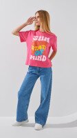 Футболка з принтом для дівчинки LAWA P-GB02322 134 см Рожевий shop (2888000008671)  Фото №1
