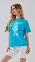 Футболка з принтом для дiвчинки LAWA P-GB02327 134 см Бірюзовий shop (2000999213762)  Фото №3