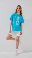 Футболка з принтом для дiвчинки LAWA P-GB02327 134 см Бірюзовий shop (2000999213762)  Фото №0