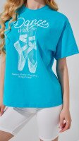 Футболка з принтом для дiвчинки LAWA P-GB02327 134 см Бірюзовий shop (2000999213762)  Фото №1