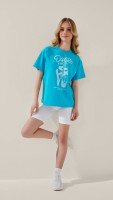 Футболка з принтом для дiвчинки LAWA P-GB02327 140 см Бірюзовий shop (2000999213786)  Фото №0