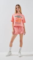 Футболка з принтом для дiвчинки LAWA P-GB02329 134 см Персиковий shop (2888000018236)  Фото №0