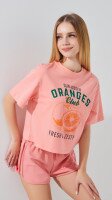 Футболка з принтом для дiвчинки LAWA P-GB02329 134 см Персиковий shop (2888000018236)  Фото №1