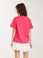 Футболка з принтом для дiвчинки LAWA P-GB02350 140 см Малиновий shop (2000999613289)  Фото №2