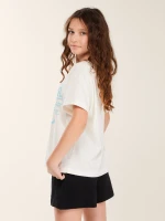 Футболка з принтом для дiвчинки LAWA P-GB02353 158 см Молочний shop (2000999633386)  Фото №1
