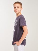 Футболка з принтом для хлопчика LAWA P-BB02345 146 см Графітовий shop (2000999633294)  Фото №1