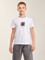 Футболка з принтом для хлопчика LAWA P-BB02347 140 см Білий shop (2000999629730)