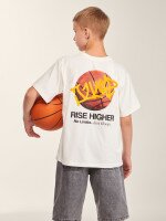 Футболка з принтом для хлопчика LAWA P-BB02349 140 см Молочний shop (2000999633096)  Фото №2