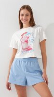 Футболка з принтом Enjoy Summer жіноча  LAWA P-WB02401 L Молочний shop (2000999215360)