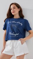 Футболка з принтом YoU are pretty жіноча  LAWA P-WB02395 XS Синій shop (2000999173462)  Фото №3