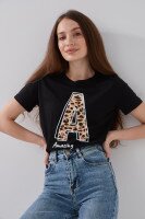 Футболка з принтом жіноча LAWA P-WB02388 XS Чорний shop (2000991069817)  Фото №1