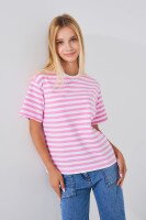 Футболка з візерунком для дівчинки LAWA GBC02403 158 см Біло-рожевий shop (2000990722164)