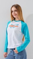 Лонгслів з принтом для дівчинки LAWA P-GB02336 134 см Біло-бірюзовий shop (2888000019370)  Фото №1