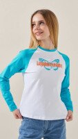 Лонгслів з принтом для дівчинки LAWA P-GB02336 134 см Біло-бірюзовий shop (2888000019370)