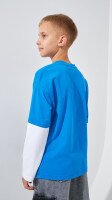 Лонгслів з принтом для хлопчика LAWA P-BB02323 134 см Синьо-білий shop (2888000018809)  Фото №1