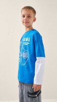 Лонгслів з принтом для хлопчика LAWA P-BB02323 140 см Синьо-білий shop (2888000018816)