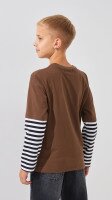 Лонгслів з принтом для хлопчика LAWA P-BB02326 134 см Коричневий shop (2000999307409)  Фото №3