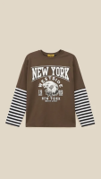 Лонгслів з принтом для хлопчика LAWA P-BB02326 134 см Коричневий shop (2000999307409)