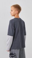 Лонгслів з принтом для хлопчика LAWA P-BB02327 134 см Графітовий  Фото №2