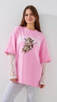 Лонгслів з принтом жіночий LAWA P-WT02312 S/M Рожевий shop (2000999529191)