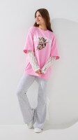Лонгслів з принтом жіночий LAWA P-WT02312 S/M Рожевий shop (2000999529191)  Фото №0