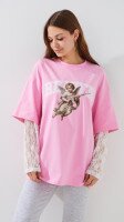 Лонгслів з принтом жіночий LAWA P-WT02312 S/M Рожевий shop (2000999529191)  Фото №1