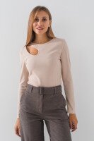 Лонгслів однотонний жіночий LAWA WTC02334 XS Бежевий shop (2000990797544)