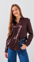 Сорочка однотонна жіноча LAWA WTC02452 XS Шоколадний shop (2888000022233)  Фото №1