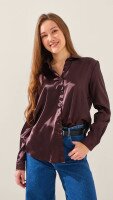 Сорочка однотонна жіноча LAWA WTC02452 M Шоколадний shop (2888000022257)  Фото №2