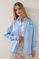 Сорочка з візерунком для дівчинки LAWA GBC02308 134 см Блакитно-білий shop (2000999143953)