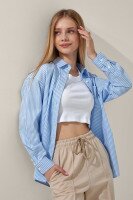 Сорочка з візерунком для дівчинки LAWA GBC02308 134 см Блакитно-білий shop (2000999143953)  Фото №1