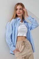 Сорочка з візерунком для дівчинки LAWA GBC02308 122 см Блакитно-білий shop (2000999143939)  Фото №1