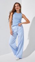 Штани палаццо з візерунком жіночі LAWA K-WTC02303 XS Біло-блакитний shop (2000999206078)