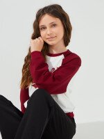 Світшот з принтом для дівчинки LAWA P-GB02348 128 см Молочно-бордовий shop (2000999565281)  Фото №1