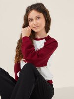 Світшот з принтом для дівчинки LAWA P-GB02348 128 см Молочно-бордовий shop (2000999565281)  Фото №1
