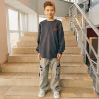 Світшот з принтом для хлопчика LAWA P-BB02311 128 см Графітовий shop (2000991050914)  Фото №1