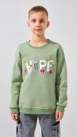 Світшот з принтом для хлопчика LAWA P-BB02332 134 см Оливковий shop (2888000025944)