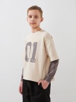 Світшот з принтом для хлопчика LAWA P-BB02339 134 см Бежевий shop (2000999536250)  Фото №1