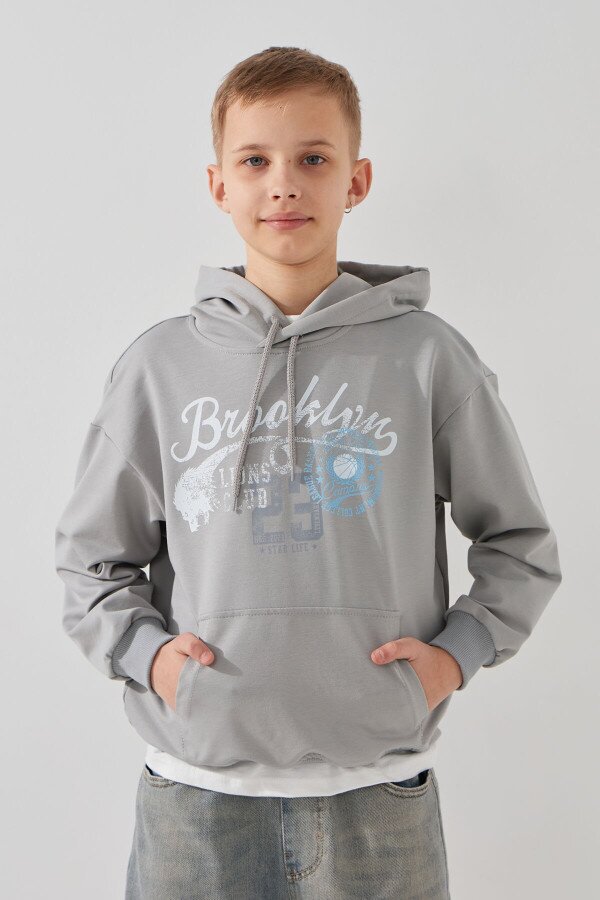 Худі з принтом для хлопчика LAWA P-BB02310 122 см Світло-сірий shop (2000991052727)  Фото №0